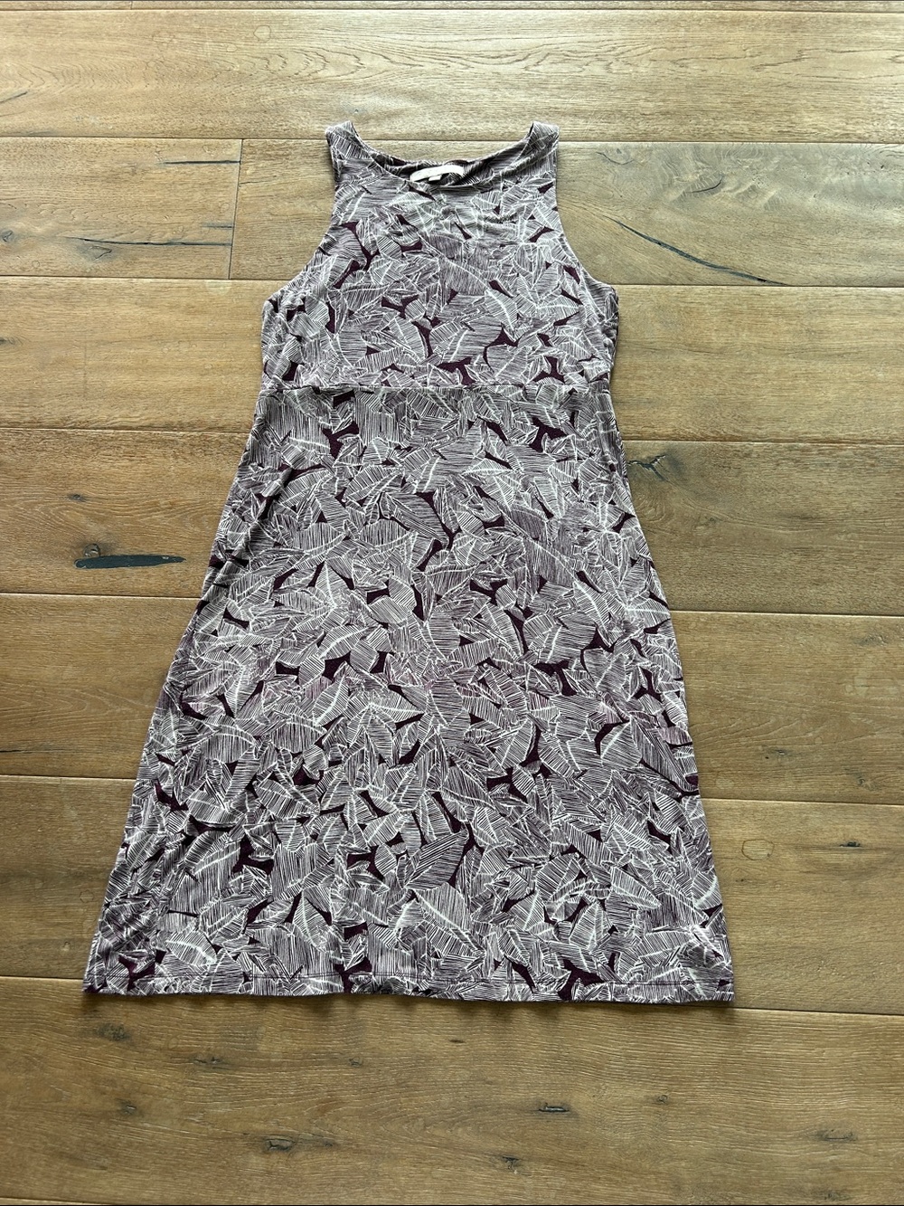Athleta Mauve and Burgundy Printed Sleeveless Midi Dress